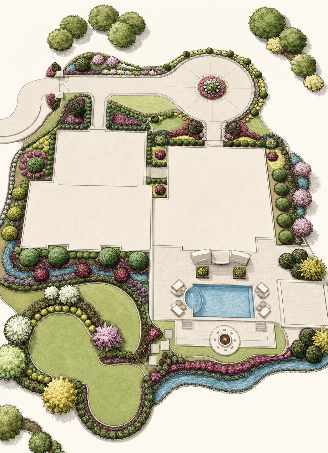 Whole-property landscape and outdoor living design